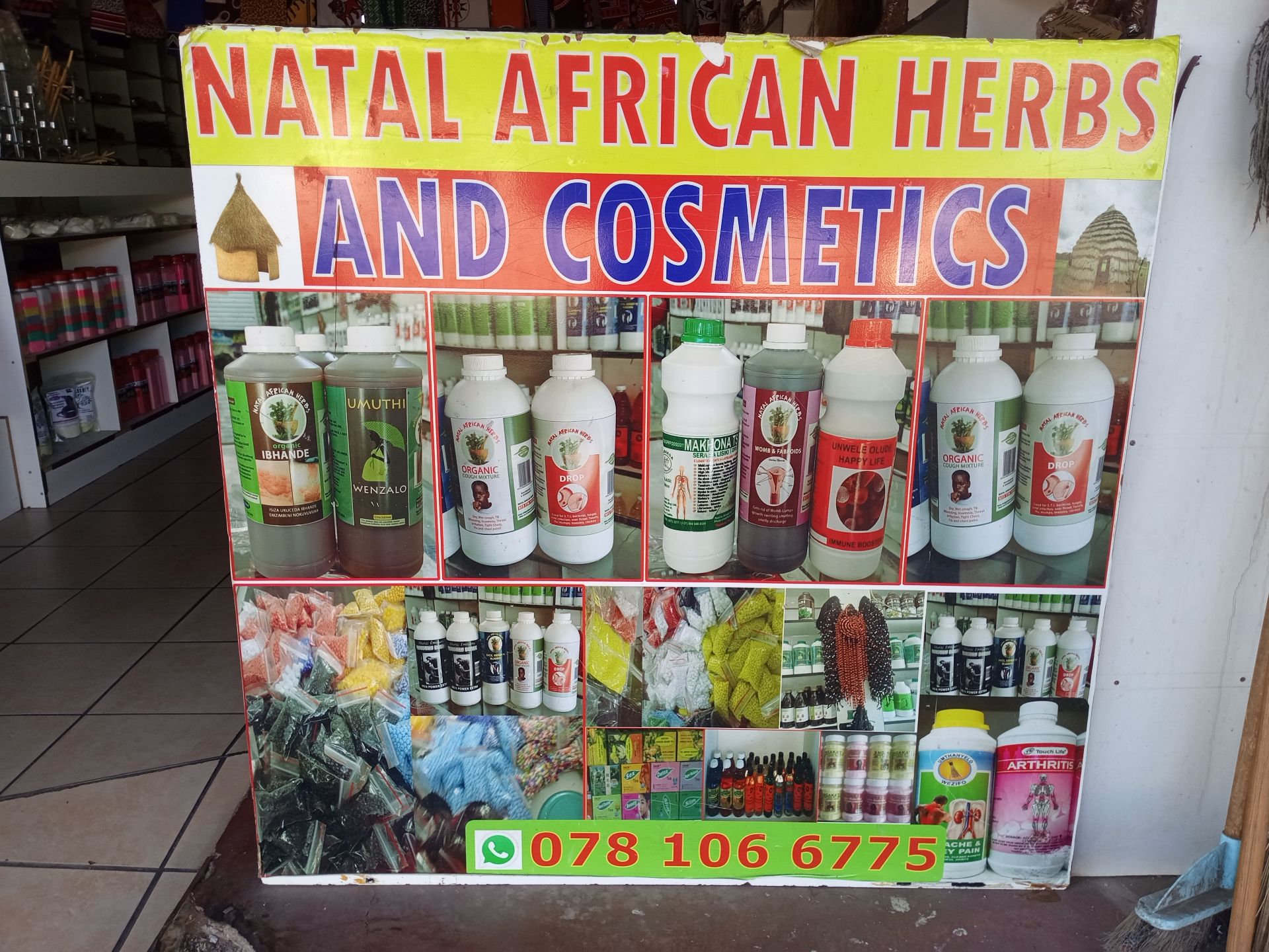 Natal African Herbs and Cosmetics banner with products